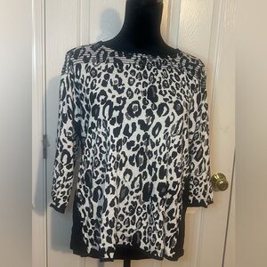Investments II Womens 3/4 sleeve sweater in leopard print 1x